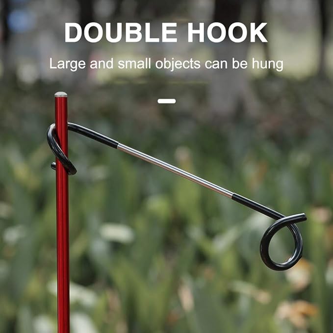Alnicov 2 Pcs Camping Hook Hanger,Hook Lantern Lamp Hanger Tent Pole Post Hook Hanging for Fishing Camping Travelling Adventure,Black