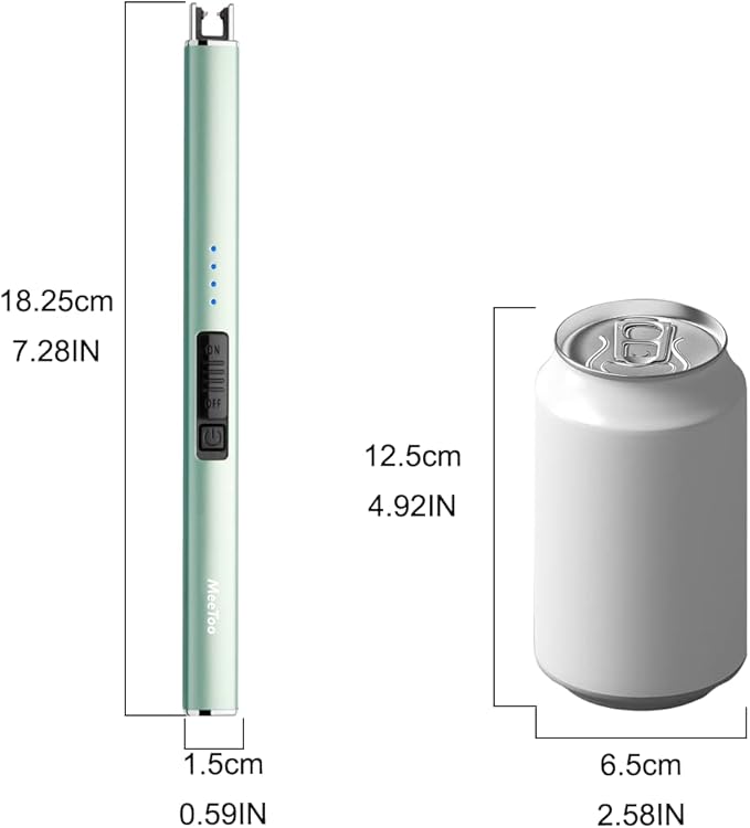 MeeToo Electric Candle Lighter Rechargeable Lighter Type-C Plasma Arc Lighters for Candle Camping Kitchen (Green)
