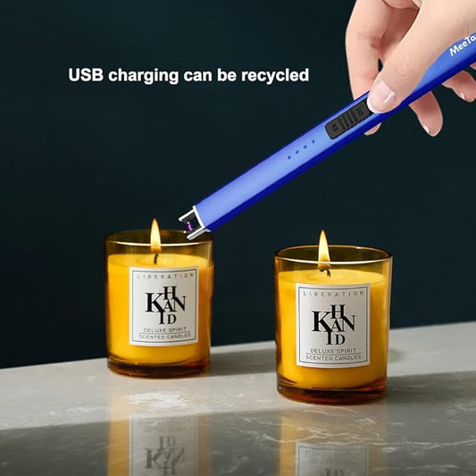 MeeToo Electric Candle Lighter Rechargeable Lighter Type-C Plasma Arc Lighters for Candle Camping Kitchen (Dark Blue)