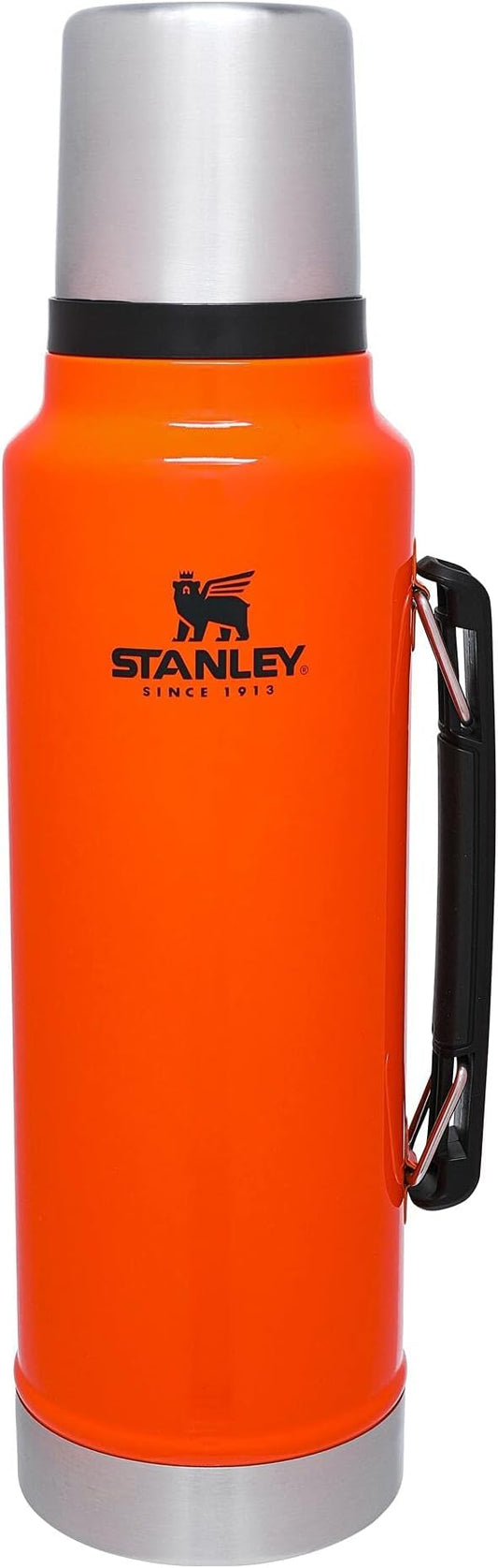 Stanley Classic Legendary Vacuum Bottle 1.5 qt | Wide Mouth with Leakproof Cup Lid | Keep Drinks Hot or Cold | Packable for Travel | Insulated Stainless Steel Thermos | BPA-Free | Blaze Orange