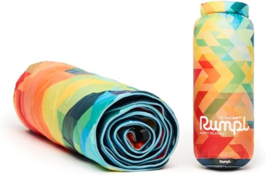 Rumpl The NanoLoft Puffy Blanket | Indoor Outdoor Camping Blanket for Traveling, Picnics, Beach Trips, Concerts | 38" x 52" | Geo, Travel