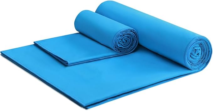 Microfiber Camping Towel, Outdoor Towels for Travel, Hiking, Backpacking, Gym, Beach. Lightweight Water Absorbing Quick Drying Portable Towels (Blue, 31.50 x 72.00 + 21.00 x 43.30)