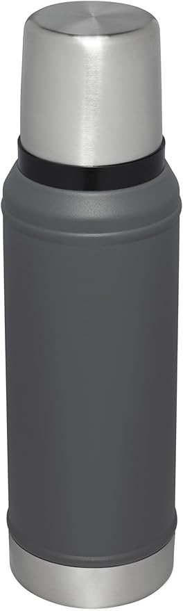 Stanley Classic Legendary Vacuum Bottle 1.0 qt | Wide Mouth with Leakproof Cup Lid | Keep Drinks Hot or Cold | Packable for Travel | Insulated Stainless Steel Thermos | BPA-Free | Charcoal
