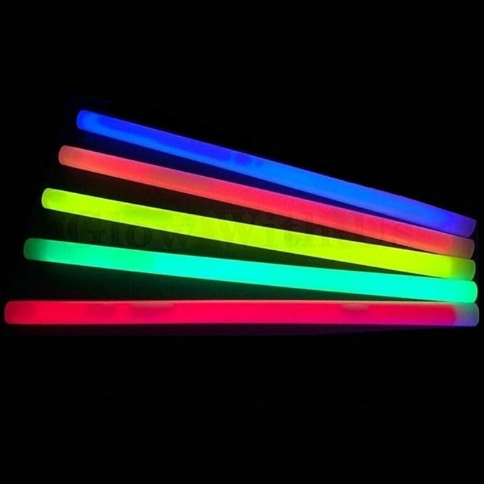 Glow Sticks Bulk Wholesale, 100 12” Industrial Grade Jumbo Light Sticks, Assorted Bright Colors, Glow 14 Hrs, Safety Glow Stick w/ 3-year Shelf Life, Ideal for Camping & Emergency, GlowWithUs Brand
