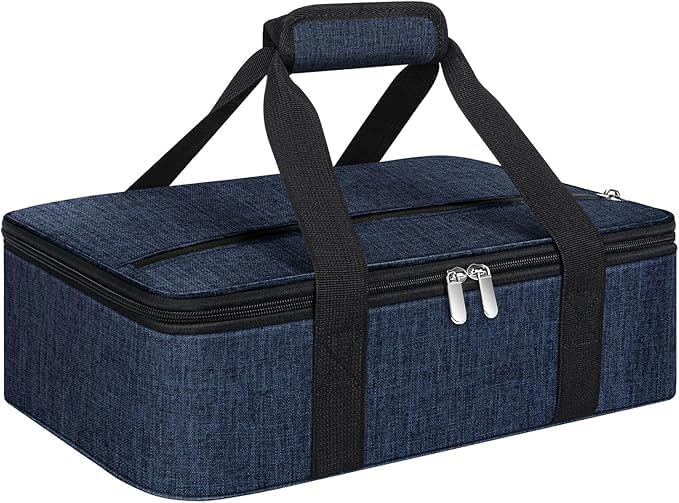 Insulated Casserole Carrier, Portable Casserole Carrier for Hot or Cold Food Lunch Tote Warmer or Cooler Bag, Lasagna Lunch Bag for Potluck Parties- Fits 9" x 13" Baking Dish-(Charcoal gray)