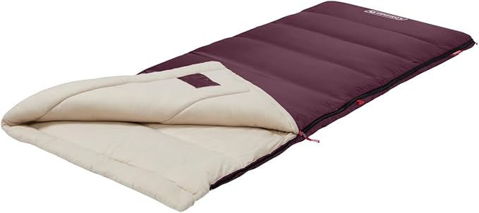Coleman Autumn Glen 30°F/50°F Sleeping Bag, Lightweight Sleeping Bag with No-Snag Zipper & Storage Stuff Sack, Machine Washable for Easy Cleaning