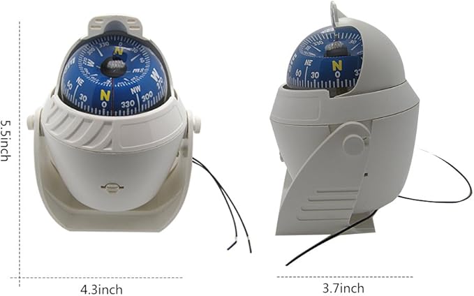 Electronic LED Light Marine Digital Compass Suitable for Car Boat and Truck Black White