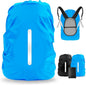 LAMA 2pcs Waterproof Rain Cover for Backpack, Reflective Rainproof Protector for Anti-dust and Anti-Theft L 45L-55L Black Blue