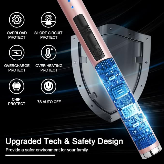 MeeToo Candle Lighter Electric Lighter Rechargeable USB Type-C Lighters for Candle BBQ Camping Fireworks (Rose Gold)