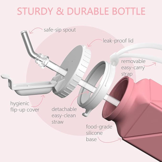 Collapsible Water Bottles 20.6oz, Silicone Foldable Portable Travel Water Bottle, Folding Lightweight Reusable Leakproof for Traveling Camping Hiking Cycling Yoga Sports Outdoor