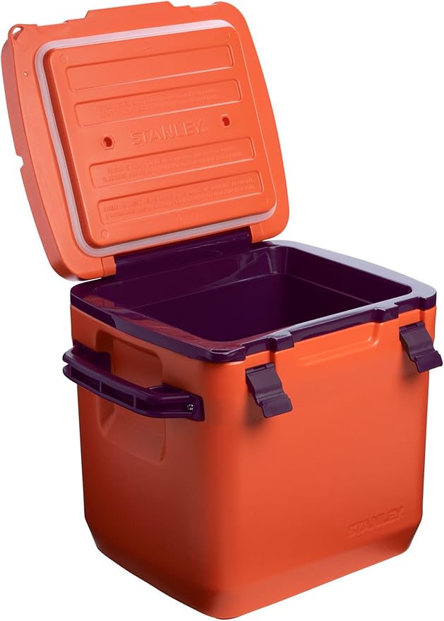 Stanley Adventure Outdoor Cooler 30 qt | Heavy Duty Outdoor Camping Cooler with Easy Carry Side Handles | 4 Days Cooling Ice Chest for 40 Cans | Flat Top Doubles as Seat | BPA-Free | Tigerlily Plum