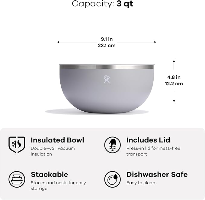 Hydro Flask Outdoor Kitchen Bowl - Stainless Steel Dinnerware Reusable Camping Gear Mess Kit - Dishwasher Safe, BPA-Free, Non-Toxic