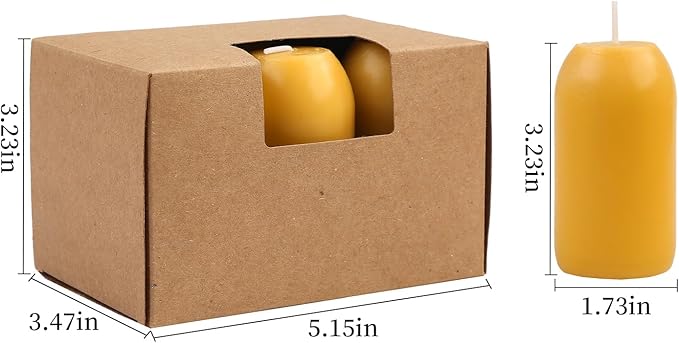 6pcs Smokeless Natural Beeswax Candles Handmade Camping Candle for UCO Candle Lanterns - Burning for Outdoor, Camping, Emergency, Survival Emergency Preparedness