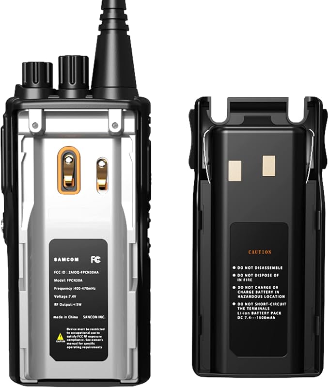 SAMCOM 2 Way Radios, FPCN30A Two Way Radios Long Range Rechargeable 5 Watts UHF Programmable Professional Handheld Radios Walkie Talkies with Group Call,1500mAh Battery and Earpieces,3 Packs