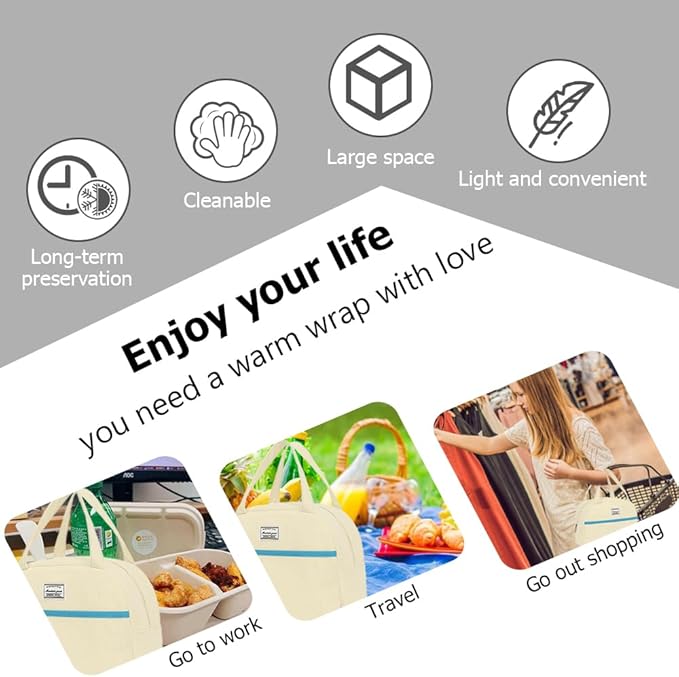 Lunch Bag Reusable Insulated Tote Lunch Bag for Women/Men Cooler Lunch Box Adult Water Resistant Work Picnic Beach or Travel