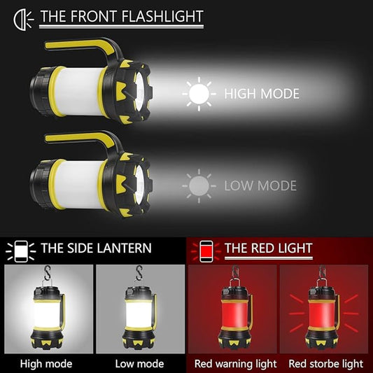 Ainiv Camping Lantern, Rechargeable Flashlight with 1000 LM, 6 Modes LED Torch Outdoor Searchlight Tent Light, IPX5 Waterproof Emergency Light with 4000mAh Power Bank for Outdoor, Hiking - Green