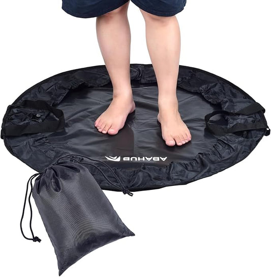 Abahub Surf Poncho Changing Robe with Hood, Thick Quick Dry Wetsuit Changing Towel for Surfing Beach Swim Outdoor Sports Men Women, Absorbent Wearable Towel Cover Up (Wetsuit Changing Mat-Black)