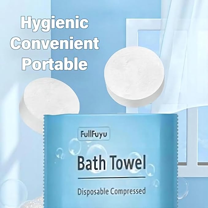 Disposable Compressed Bath Towel 55"x27" 5PCS Pack - Compact Reusable Bath Towel for Hotel Camping Sports Beach Swimming Travel - Lightweight & Absorbent