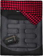 Cotton Flannel Double Sleeping Bag for Adults Machine Washable 2 Person Camping Sleeping Bag Queen Size Waterproof with Compression Sack for Cold Weather 3-4 Seasons