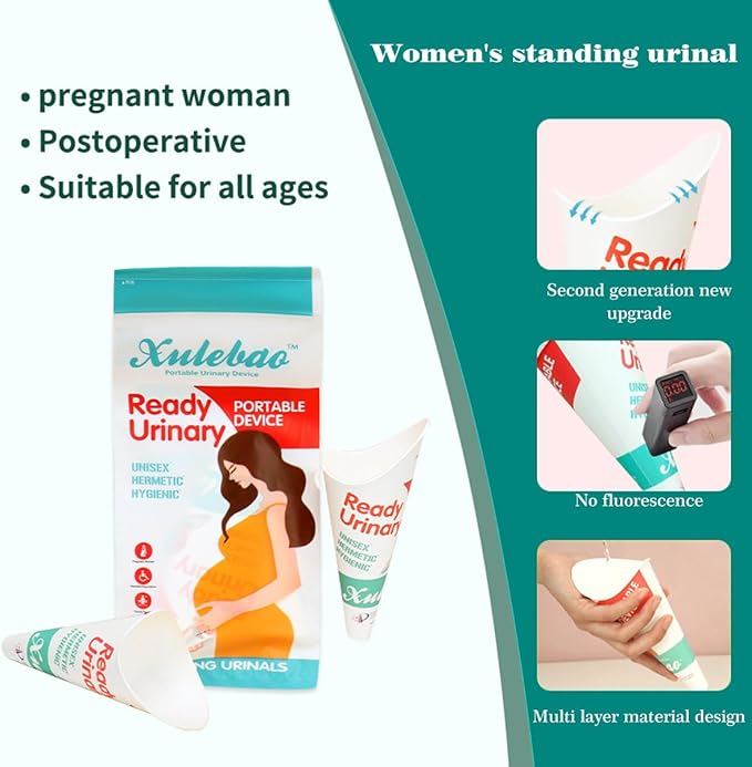50 pcs Disposable Urinal for Women, Portable Urinal for Women Standing Up to Pee, Paper Female Urination Device for Travel，Camping, Outdoor, Pregnant Women and The Elderly…