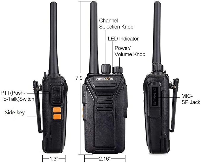 Retevis RT27 Walkie Talkies for Adults, Heavy Duty Two Way Radios, VOX Hands Free, Local Alarm, Rugged 2 Way Radio (6 Pack) with Six-Way Charger, for School Construction Site Manufacturing Restaurant