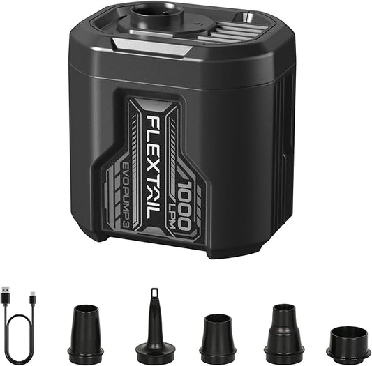 FLEXTAILGEAR 5KPa Air Mattress Pump,1000L/min Ultra Large Air Flow Air Pump for Inflatables, Rechargeable Inflatable Bed Pumps -Electric Air Pump for Kayaking Air Beds Sleeping Pads Pool Floats