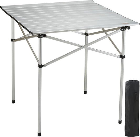 VEVOR Folding Camping Table, Outdoor Portable Side Tables, Lightweight Fold Up Table, Aluminum Ultra Compact Work Table with Carry Bag, for Cooking, Beach, Picnic, Travel, 24x16 inch, Silver