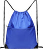 BuyAgain Drawstring Backpack Sports Water Resistant String Bag Sport Gym Sackpack for Women Men Large with Zipper, Royal