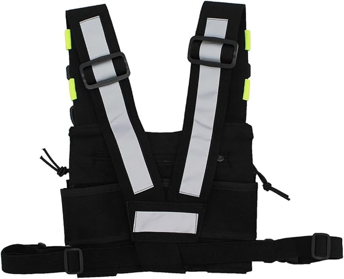Universal Radio Harness Chest Rig Bag Pocket Pack Holster Vest Fluorescent Green for Two Way Radio