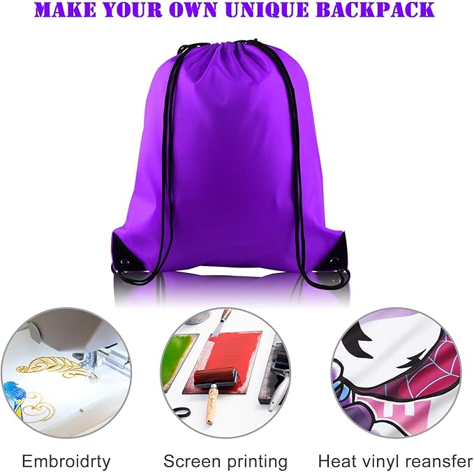 KUUQA 60Pcs Purple Drawstring Backpack Bag Bulk Drawstring Bags String Bags Storage Bags Gym Backpack for Sport Gym Traveling