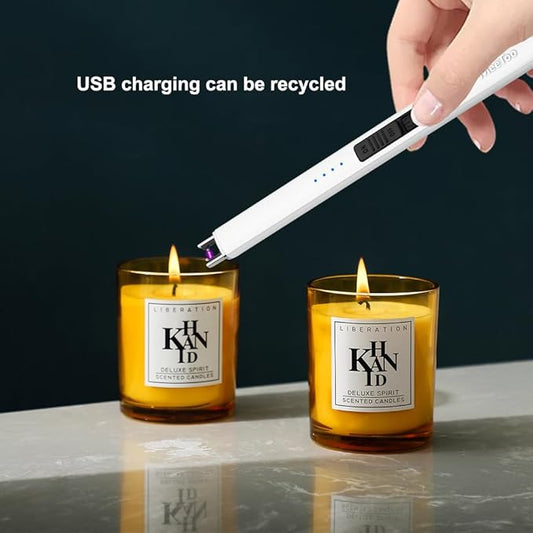 MeeToo Electric Candle Lighter Rechargeable Lighter Type-C Plasma Arc Lighters for Candle Camping Kitchen (White)