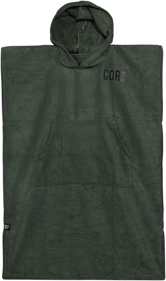 COR Surf Poncho Changing Towel Robe with Hood and Front Pocket | Thick Quick Dry Microfiber Wetsuit Poncho Towel for Surfing Beach Pool Swim (Ranger Green, Large)