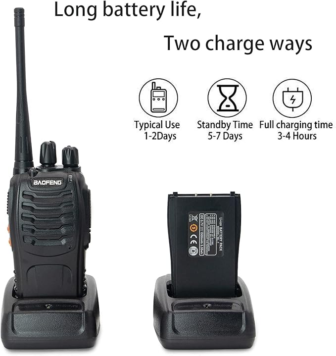 Walkie Talkies Long Range for Adults, Baofeng BF-888S Handheld Two Way Radios with Earpiece and Mic, Rechargeable Walkie Talkie with Li-ion Battery and Charger, Walky Talky(4 Pack)