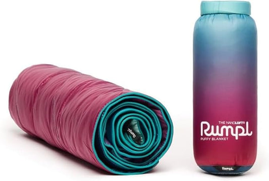 Rumpl The NanoLoft Puffy Blanket | Indoor Outdoor Camping Blanket for Traveling, Picnics, Beach Trips, Concerts | 38" x 52" | Crisp Fade, Travel