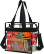 Flowfly Clear Bag Stadium Approved, Clear Beach Lunch Bag for Work Sports Festival - 2 Handles, Adjustable Strap, Zipper Closure, Clear