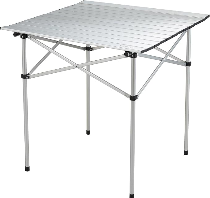 VEVOR Folding Camping Table, Outdoor Portable Side Tables, Lightweight Fold Up Table, Aluminum Ultra Compact Work Table with Carry Bag, for Cooking, Beach, Picnic, Travel, 24x16 inch, Silver