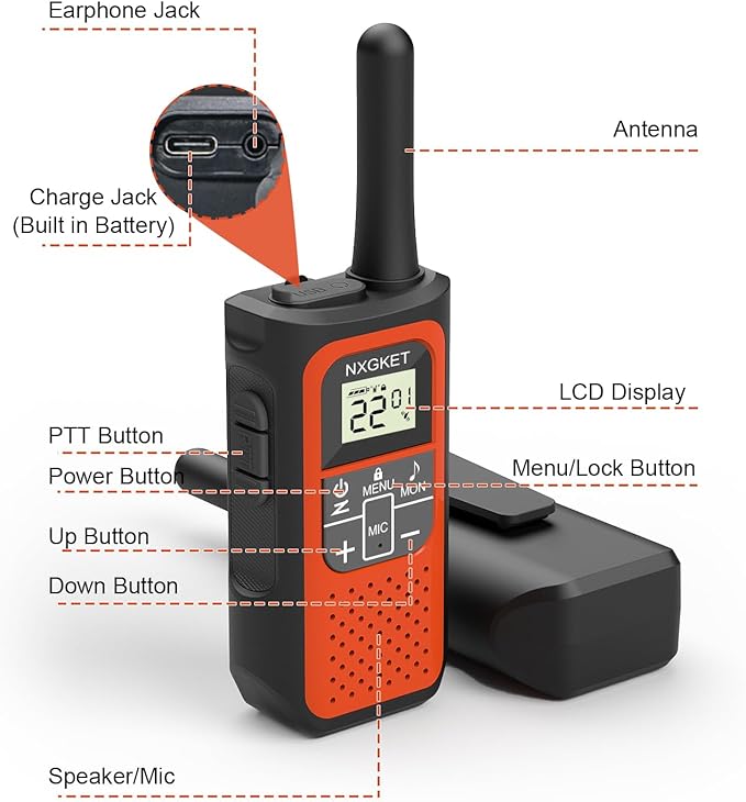 Walkie Talkies Long Range for Adults Distance Rechargeable Walkie Talkies 4 Pack Waterproof with FRS 2-Way Radios Waki Taki NOAA VOX Built-in Li-ion Battery for Camping Hiking Biking Cruises