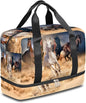 Horse Travel Duffel Bag, Desert Running Horse Weekender Overnight Bag Large Carry On Bag, Waterproof Sports Gym Bag Tote Workout Duffel Bag for Men Women