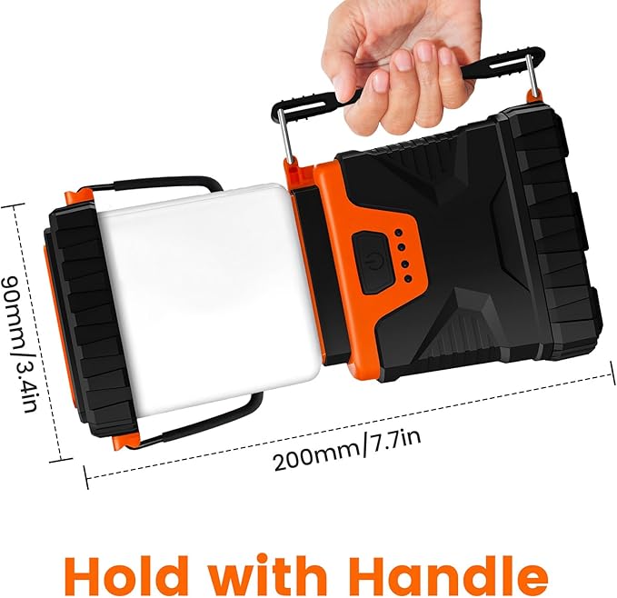 LED Camping Lantern Rechargeable,Solar Camping Light,1000LM, Camping Essential with 5 Ligth Modes 4400Ah Power Bank, for Power Outages, Emergency, Hiking, Outdoor(2Pack)
