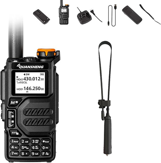 Quansheng UV-K5 Radio USB-C Charging Dual Band Two Way Radio Long Range for Adult 5W Long Range Handheld Radio NOAA Scrambler/DTMF One Key Copy Frequency with 18.89in Tactical Antenna