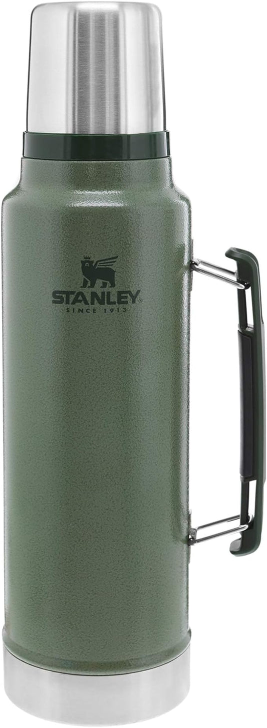 Stanley Classic Legendary Vacuum Bottle 1.5 qt | Wide Mouth with Leakproof Cup Lid | Keep Drinks Hot or Cold | Packable for Travel | Insulated Stainless Steel Thermos | BPA-Free | Hammertone Green