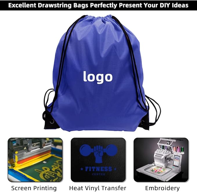 GoodtoU Drawstring Bags Bulk, 40 Pcs Cinch Gym Sackpack Drawstring Backpack for Women & Men, Blue
