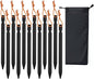 12 Pack Tent Stakes, 7-inch Ultralight Aluminum Ground Pegs with Reflective Pull Ropes, Tri-Beam Stakes in a Carrying Bag, for Camping, Backpacking, Hiking Tent, Hammocks and Canopy (Black)