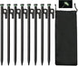 Tent Stakes, 8Pcs 10in Heavy Duty Forged Steel Tent Stakes +Storage Pouch, Metal Tent Stakes, Metal Stakes for Tent Used on Rocks, Grassland, Dessert, Stormy Weather（8Pcs 10in Tent Stakes）