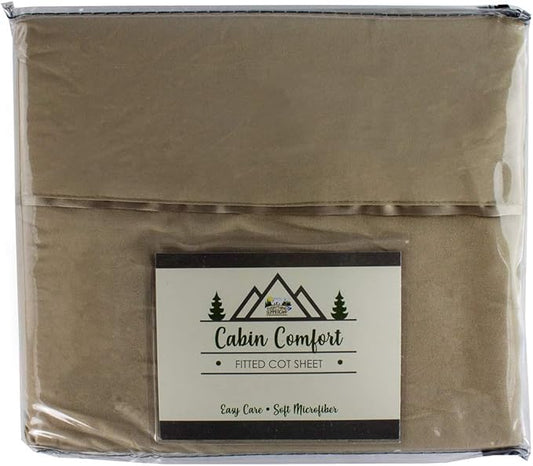 Cabin Comfort - Cot Sheet for Camping and RV Cots - Fits All Cot Size Beds Comfortably -72 x 28 Inches - Super Soft (1 Piece Cot (Fitted), Khaki)