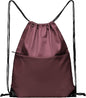 BuyAgain Drawstring Backpack Sports Water Resistant String Bag Sport Gym Sackpack for Women Men Large with Zipper, Burgundy