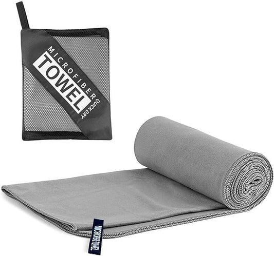 Quick Dry Towel Beach Swim Bath Towel Super Absorbent Microfiber Fast Drying Towels Lightweight for Travel Sports Camping Hiking Backpacking Gym Swimming Yoga (Grey, 15.75 "* 31.5")