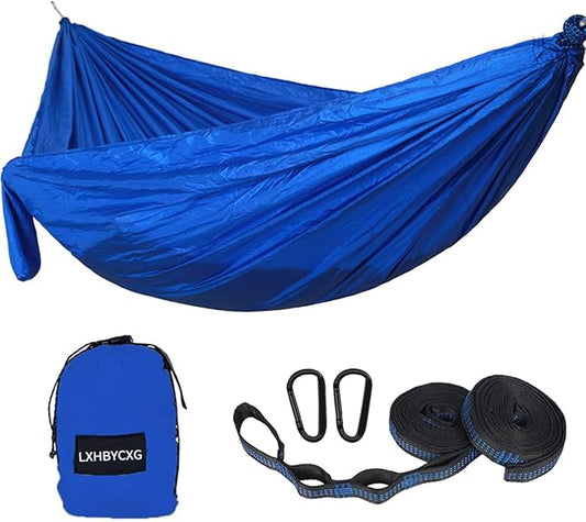 Camping Hammock Double & Single Portable Hammocks Ultralight Nylon Parachute Hammocks with 2 Tree Straps for Backpacking, Travel, Beach, Backyard, Camping, Hiking (Medium, Royal Blue)