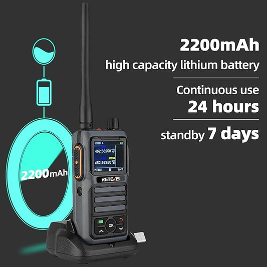 Retevis RB17P GMRS Handheld Radio,30 CH Long Range Walkie Talkie for Adults,SOS Siren,NOAA Weather Receiver Scan,2200mAh Rechargeable Two Way Radios for Off Road Camping Hiking (2 Pack)