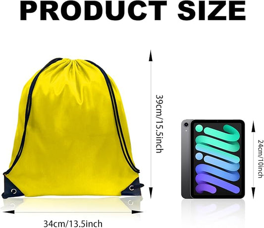 GoodtoU Drawstring Bags, Nylon Backpacks - Drawstring Gym Bags for Sport, Traveling, Team (Yellow, 128Pcs)